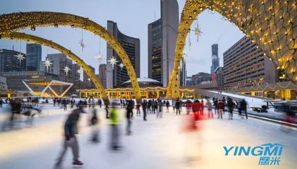 Ice skating at Nathan Philips Square, Toronto