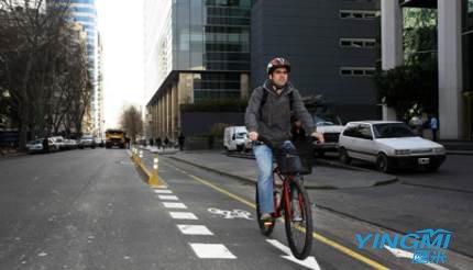 Man cycling in Buenos Aires, Argentina